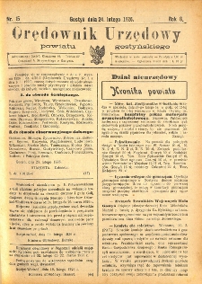 Orędownik Urzędowy Powiatu Gostyńskiego 1926.02.24 R. 8 Nr 15