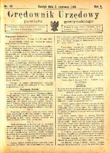 Orędownik Urzędowy Powiatu Gostyńskiego 1926.06.02 R. 8 Nr 43