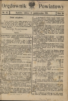 Orędownik Powiatowy (Kościan) 1921.10.15 R.56 Nr 82