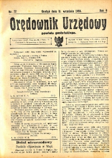 Orędownik Urzędowy Powiatu Gostyńskiego 1926.09.15 R. 8 Nr 72