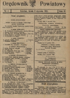 Orędownik Powiatowy (Kościan) 1922.01.11 R.57 Nr 3