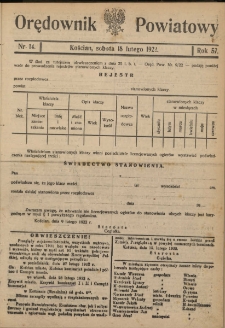 Orędownik Powiatowy (Kościan) 1922.02.18 R.57 Nr 14