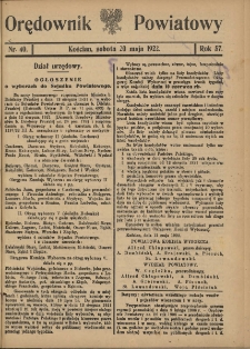 Orędownik Powiatowy (Kościan) 1922.05.20 R.57 Nr 40