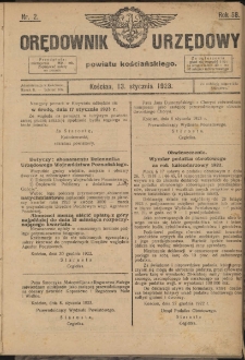 Orędownik Urzędowy Powiatu Kościańskiego 1923.01.13 R.58 Nr 2