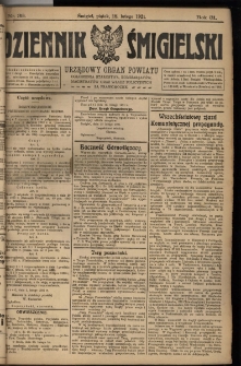 Dziennik Śmigielski 1921.02.18 R.31 Nr 39