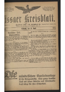 Lissaer Kreisblatt. 1918.04.10 Nr 27