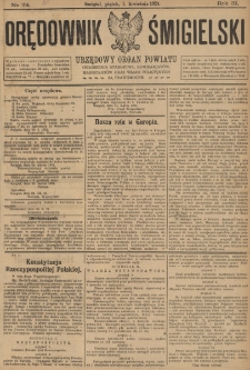 Dziennik Śmigielski 1921.04.01 R.31 Nr 74