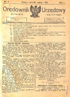 Orędownik Urzędowy Powiatu Rawickiego 1925.03.26 R.1 Nr 4