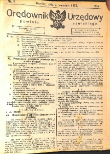 Orędownik Urzędowy Powiatu Rawickiego 1925.04.09 R.1 Nr 6