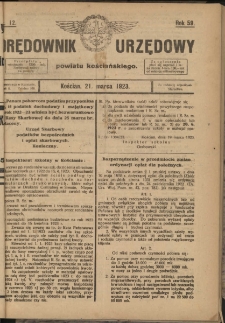 Orędownik Urzędowy Powiatu Kościańskiego 1923.03.21 R.58 Nr12