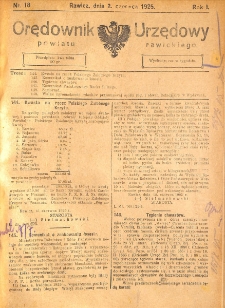 Orędownik Urzędowy Powiatu Rawickiego 1925.06.02 R.1 Nr 18