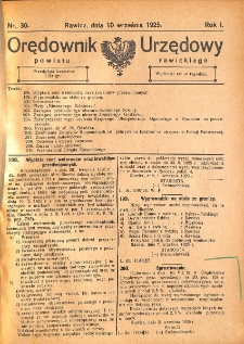 Orędownik Urzędowy Powiatu Rawickiego 1925.09.10 R.1 Nr 30