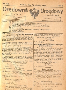 Orędownik Urzędowy Powiatu Rawickiego 1925.12.24 R.1 Nr 42