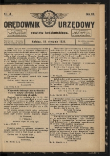 Orędownik Urzędowy Powiatu Kościańskiego 1924.01.18 R.60 Nr 3