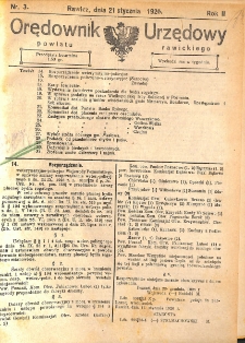 Orędownik Urzędowy Powiatu Rawickiego 1926.01.21 R.2 Nr 3