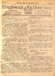 Orędownik Urzędowy Powiatu Rawickiego 1928.01.26 R.4 Nr 4