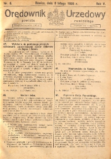 Orędownik Urzędowy Powiatu Rawickiego 1928.02.09 R.4 Nr 6