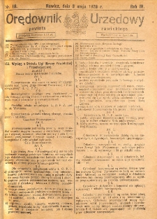 Orędownik Urzędowy Powiatu Rawickiego 1928.05.03 R.4 Nr 18