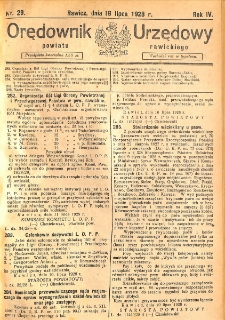 Orędownik Urzędowy Powiatu Rawickiego 1928.07.19 R.4 Nr 29
