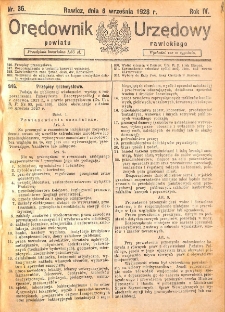Orędownik Urzędowy Powiatu Rawickiego 1928.09.06 R.4 Nr 36