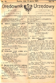 Orędownik Urzędowy Powiatu Rawickiego 1927.03.10 R.3 Nr 10