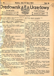 Orędownik Urzędowy Powiatu Rawickiego 1927.07.16 R.3 Nr 29