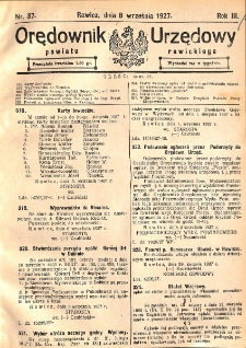 Orędownik Urzędowy Powiatu Rawickiego 1927.09.08 R.3 Nr 37