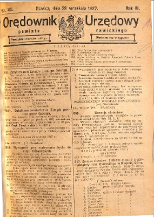 Orędownik Urzędowy Powiatu Rawickiego 1927.09.29 R.3 Nr 40