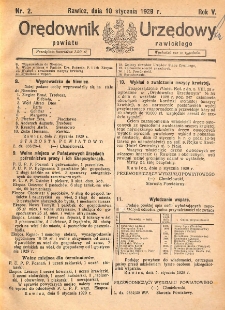 Orędownik Urzędowy Powiatu Rawickiego 1929.01.10 R.5 Nr 2
