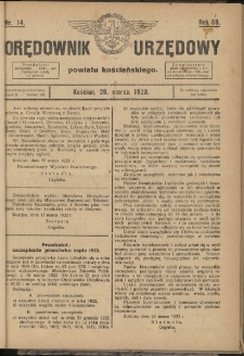 Orędownik Urzędowy Powiatu Kościańskiego 1923.03.28 R.58 Nr14