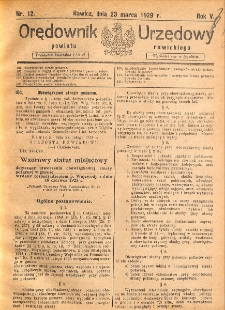 Orędownik Urzędowy Powiatu Rawickiego 1929.03.23 R.5 Nr 12