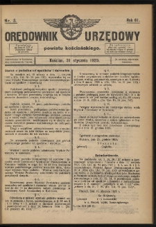 Orędownik Urzędowy Powiatu Kościańskiego 1925.01.31 R.61 Nr 3