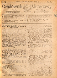 Orędownik Urzędowy Powiatu Rawickiego 1929.04.20 R.5 Nr 16