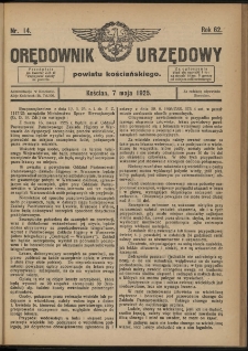 Orędownik Urzędowy Powiatu Kościańskiego 1925.05.07 R.62 Nr 14