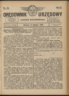 Orędownik Urzędowy Powiatu Kościańskiego 1925.08.08 R.62 Nr 25