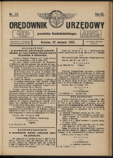 Orędownik Urzędowy Powiatu Kościańskiego 1925.08.22 R.62 Nr 27