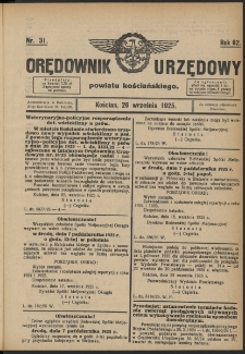 Orędownik Urzędowy Powiatu Kościańskiego 1925.09.26 R.62 Nr 31