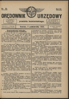 Orędownik Urzędowy Powiatu Kościańskiego 1925.10.03 R.62 Nr 32