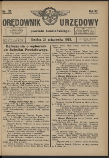 Orędownik Urzędowy Powiatu Kościańskiego 1925.10.21 R.62 Nr 35