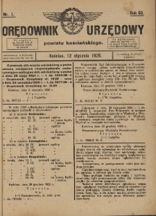 Orędownik Urzędowy Powiatu Kościańskiego 1926.01.12 R.63 Nr 1