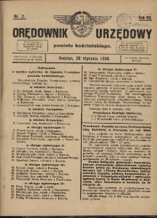 Orędownik Urzędowy Powiatu Kościańskiego 1926.01.20 R.63 Nr 2