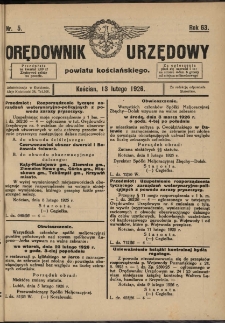 Orędownik Urzędowy Powiatu Kościańskiego 1926.02.13 R.63 Nr 5