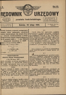 Orędownik Urzędowy Powiatu Kościańskiego 1926.02.20 R.63 Nr 6