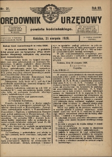 Orędownik Urzędowy Powiatu Kościańskiego 1926.08.21 R.63 Nr 31