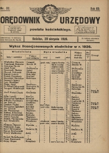 Orędownik Urzędowy Powiatu Kościańskiego 1926.08.21 R.63 Nr 32