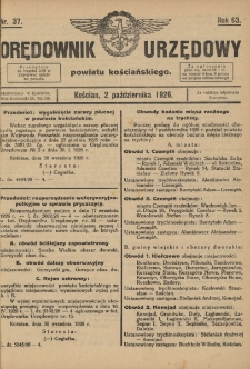 Orędownik Urzędowy Powiatu Kościańskiego 1926.09.25 R.63 Nr 36