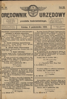 Orędownik Urzędowy Powiatu Kościańskiego 1926.10.09 R.63 Nr 38