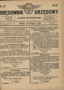 Orędownik Urzędowy Powiatu Kościańskiego 1926.11.27 R.63 Nr 45