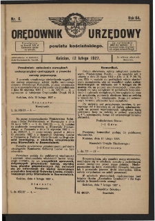 Orędownik Urzędowy Powiatu Kościańskiego 1927.02.12 R.64 Nr 6