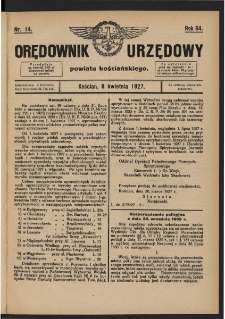 Orędownik Urzędowy Powiatu Kościańskiego 1927.04.09 R.64 Nr 14